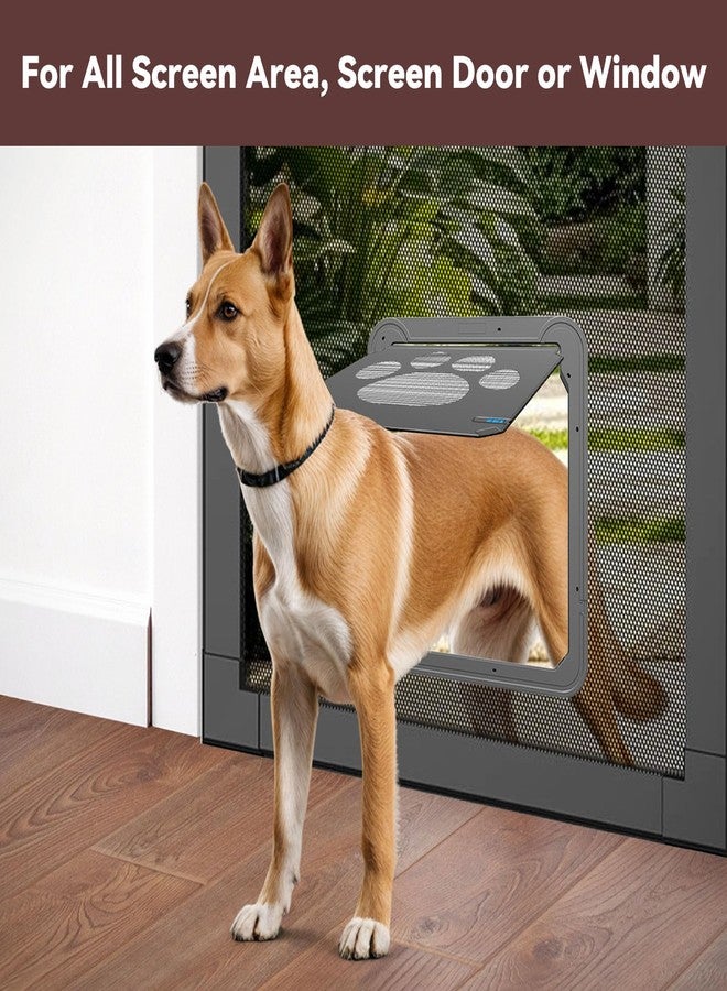 PETLESO Large Dog Door for Screen Door, Easy Install Lockable Pet Screen Door for Sliding Door, Doggy Screen Door, Gray, Inside size: 14''x12'' - Image 5